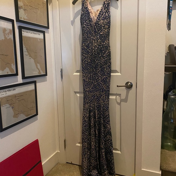 Handmade Blue Pageant Beaded Dress - Picture 4 of 6